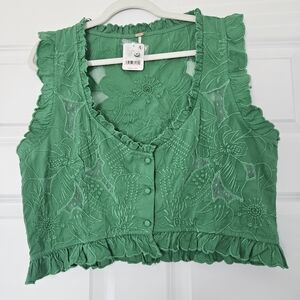 NWT Free People Green Crop Top